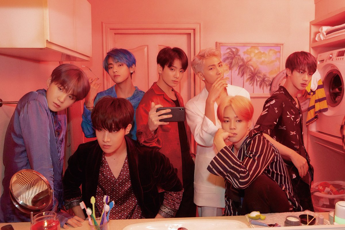 Later in early 2019, I saw a tweet talking about Map of the Soul Persona album release. This was the picture with it. The first official/ concept photo I've seen of BTS' was this one.I started to like them. Later, I became a fan around the early summer in 2019. +