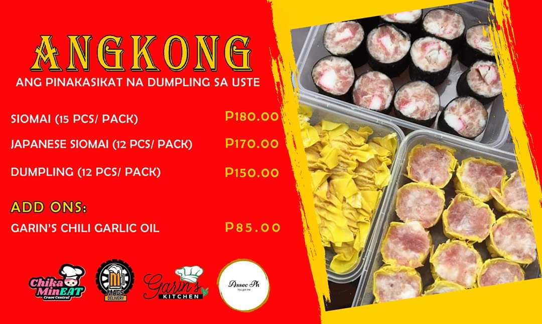 mkapgorgeous's tweet photo. ANGKONG! ❤️ Ang pinakasikat na dumpling sa USTE ay kakatok na sainyong mga pintuan. 😍 Message na mga ghorl! 😊 #Angkong #ChikaminEAT #GarinsKitchen #AssecPH #MagsDelivery https://t.co/55qc1UT1s6