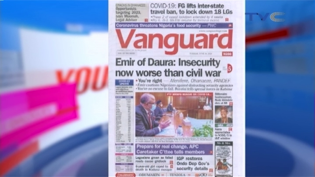 TVCconnect's tweet photo. Teachers protest as FG reopens schools.
APC interim panel to visit Tinubu, begs member to withdraw suits.
Covid-19: 18 councils with 60% of cases for lockdown.
FG lifts ban on interstate travel, okays local flights. More on #FrontPageReview on #YourViewTVC https://t.co/qOEulMbPzC