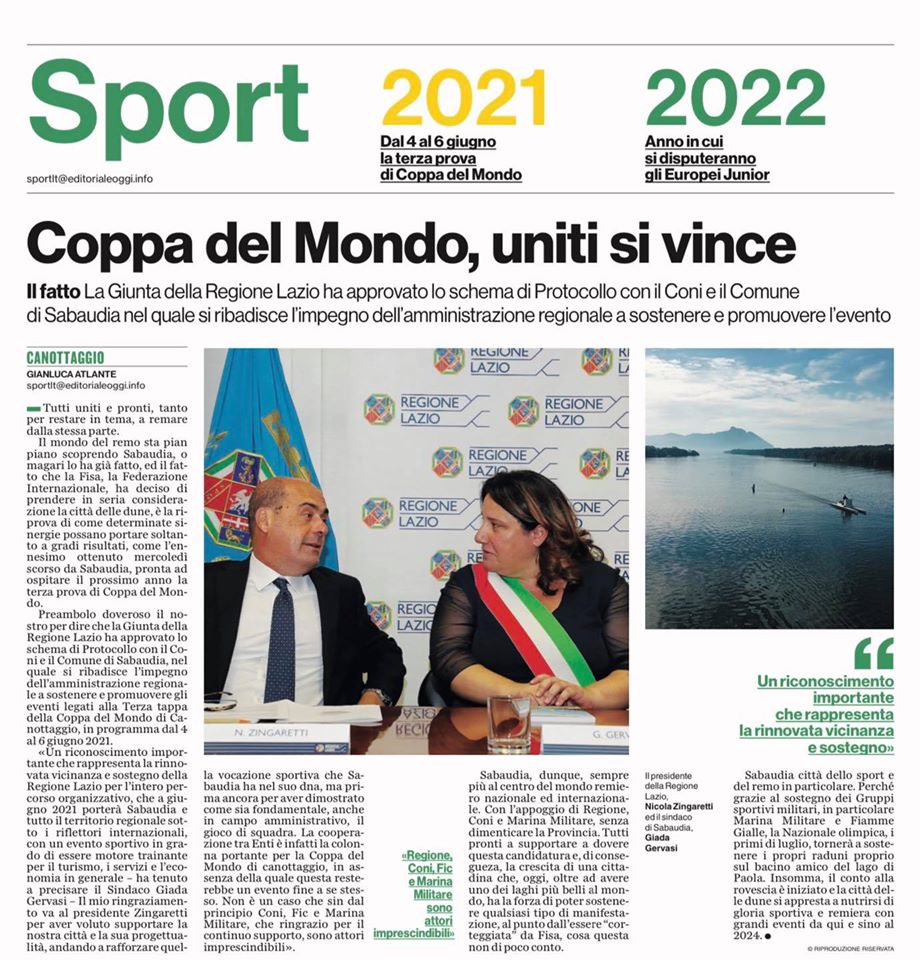 👏 ✌️ Ecco il ringraziamento di Giada Gervasi - Sindaco di Sabaudia per il presidente Zingaretti e la Regione Lazio per l’approvazione dello schema di Protocollo insieme al CONI e al Comune Sabaudia.

#sabaudianevergivesup #Sabaudia2021