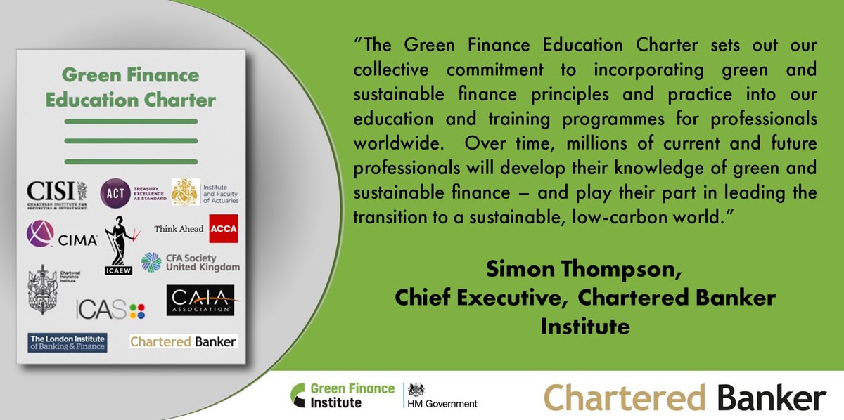 There is a global finance profession’s collective responsibility to deliver the #ParisAgreement &amp; we are proud signatories to the first Green Finance Education Charter, supported by <a href="/GOVUK/">GOV.UK</a> &amp; @GFI_Green, to upskill our members in green &amp; sustainable finance bit.ly/3ifu205