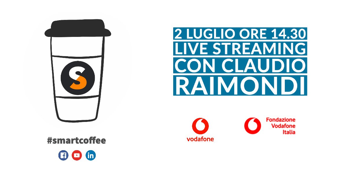 UN CASO DI  SUCCESSO: QUANDO IL DIGITALE POTENZIA (UNA CAUSA) SOCIALE 

Al prossimo #SmartCoffee sarà con noi Claudio Raimondi, Digital Director &amp; Head of Customer Value Management Consumer di <a href="/VodafoneIT/">Vodafone it</a> per raccontarci della app DreamLab e di molto altro. 😉
A giovedi, online!