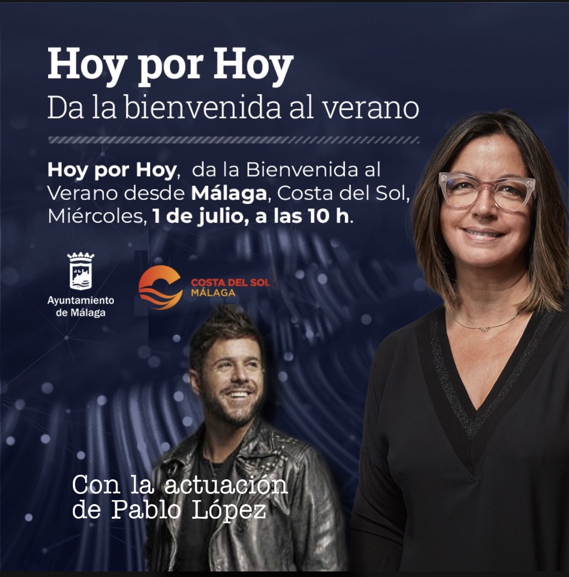 SER_Malaga's tweet photo. ☀️ #SERBienvenidoAlVerano

📻 Damos la bienvenida al verano desde #Málaga - #CostaDelSol

🗓 Este miércoles, 1 julio a las 10h
🎙 @HoyPorHoy con @AngelsBarcelo

✈️ Apertura fronteras
🏖 Repensar el turismo
⛰ El @CaminitoDelRey_ y playas @malaga 

🎼Y #EnDirecto @PabloLopezMusic https://t.co/v6VzJ0YGCn