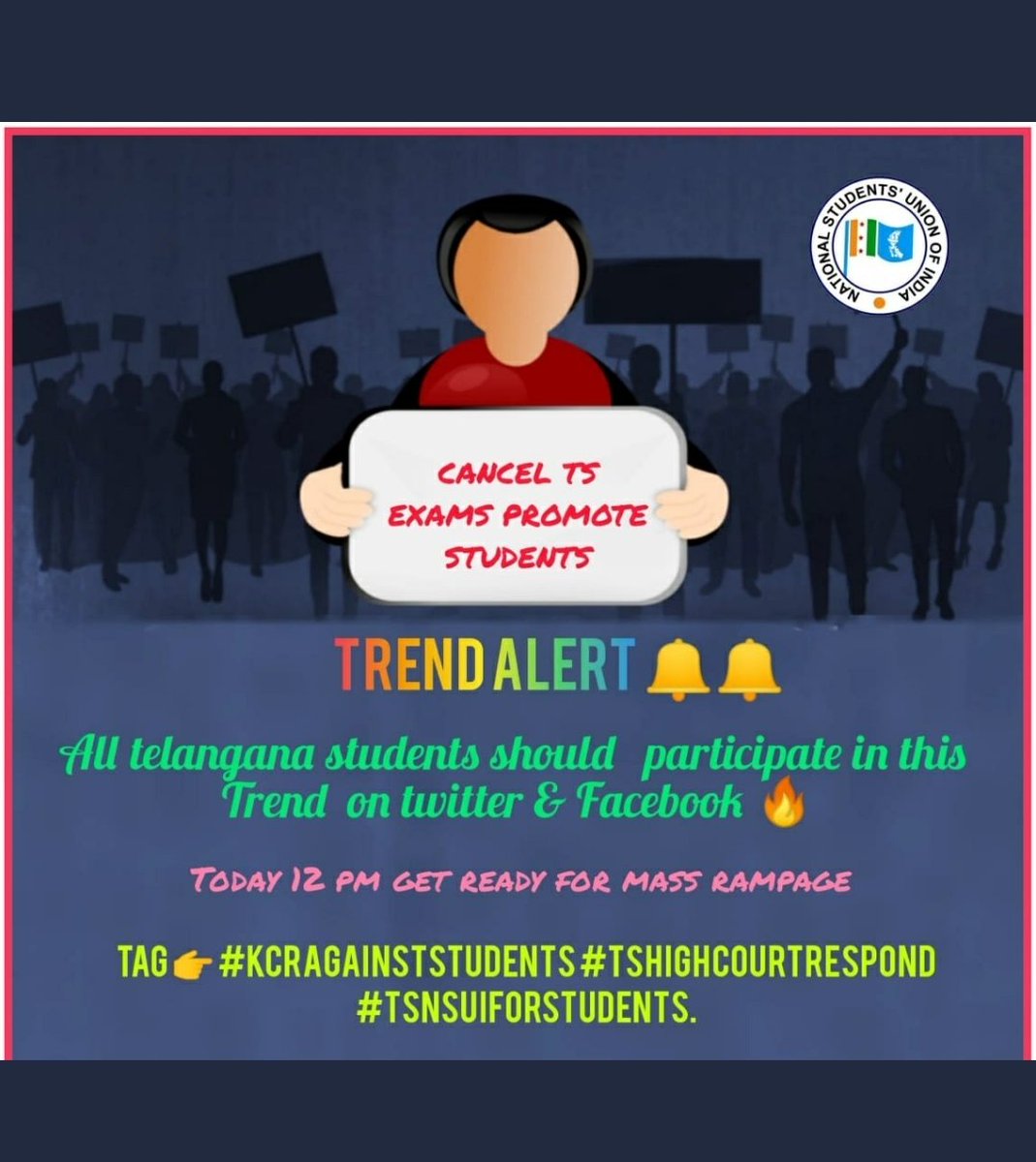 InstigatorN's tweet photo. #TSNSUIforstudents
Conducting Diploma Exmas exam during this pandemic situation risking everyone's life not just students,familymembers other too. Say no to exam this time we need cancel the exams.
#KcrAgainstStudents
#TSHighcourtRespond
#TSNSUIforstudents https://t.co/Oxwollb1PX https://t.co/J1v3NiIXDN