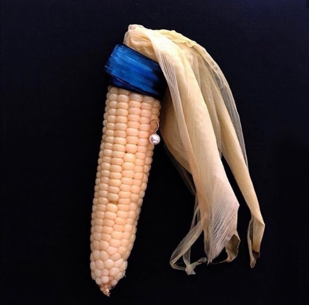 Love this take on the original Johannes Vermeer's 'Girl with a pearl earring' - Corn with a Pearl Earring
credit: <a href="/nanankang/">Nanan Kang</a>  Instagram