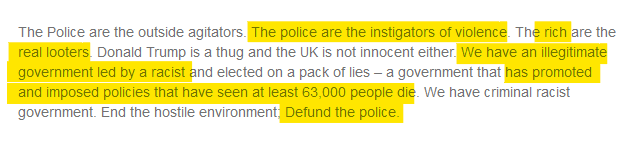 Then how could someone support this? They blame the Police for all the violence, target the rich for being the "real" looters, say we have an illegitimate and racist government and yes, clearly state they want to "defund the police" 5/