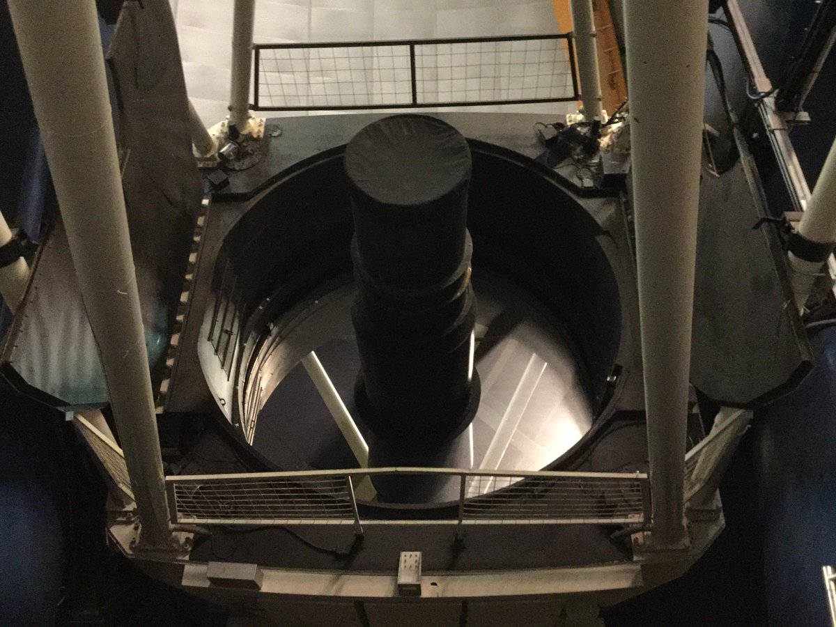 NGC3314's tweet photo. Primary mirror of 4-meter Victor Blanco Telescope at Cerro Tololo @NOAOSouth. Lately, delivered images for Dark Energy Survey after major telescope mods to hold giant mosaic camera. My only #observingrun w/Blanco tel was also 1st trip to Chile in 1983. #TelescopeTuesday https://t.co/sHapY6GWvc
