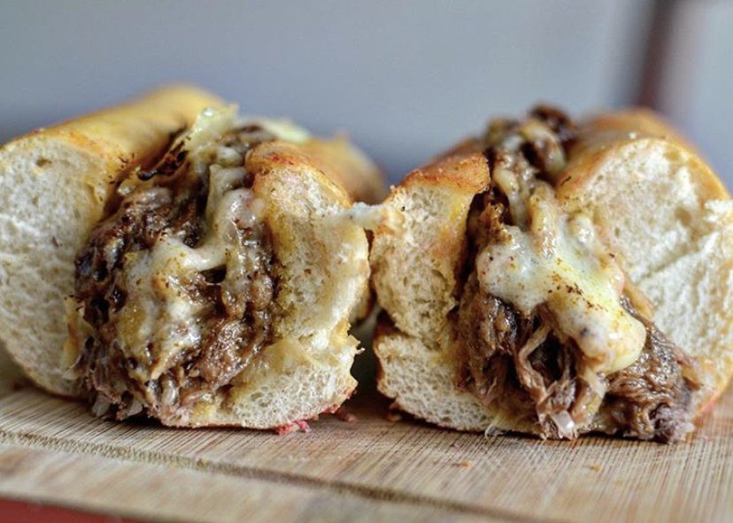 Porterfords's tweet image. Did you know that our hot food is still up and running?

Pick up one of our famous Philly cheese baguettes for just £5.50! Slow cooked shredded beef short rib with Monterey Jack cheese and cooked onions.

#meatlover #Philly #cheesesteak #LunchTime 📸: onehungryasian (Instagram)