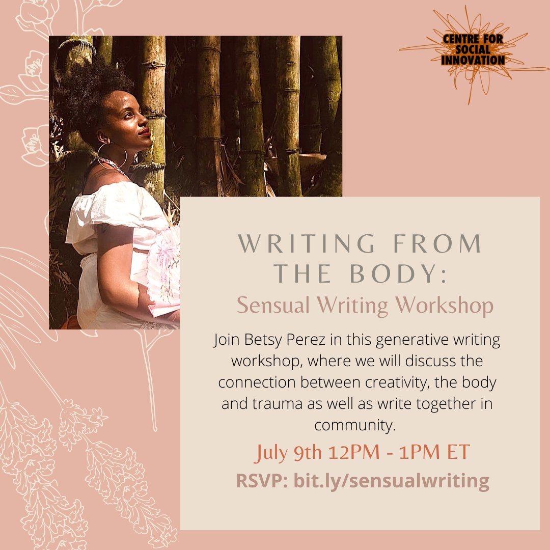 Centre for Social Innovation (@csisl) on Twitter photo Writing from the Body: this Friday. Discuss the connection between creativity, the body and trauma and write what your body is calling for in these times. 
eventbrite.com/e/writing-from…
Reminder that Room to Breathe is an intentional space meant exclusively for Black People. Writing from the Body: this Friday. Discuss the connection between creativity, the body and trauma and write what your body is calling for in these times. 
eventbrite.com/e/writing-from…
Reminder that Room to Breathe is an intentional space meant exclusively for Black People.