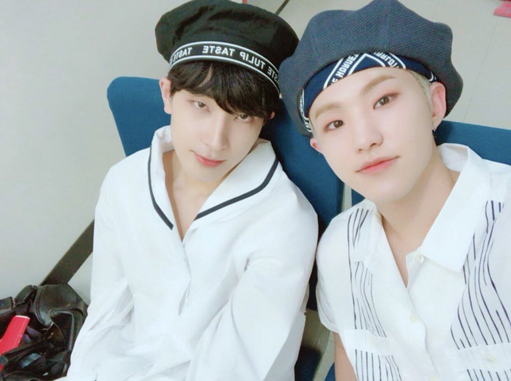 — hoshi taking selcas because of their coincidence outfits! they didn't plan these btw! hehe   #soonwoo  #wonhosh