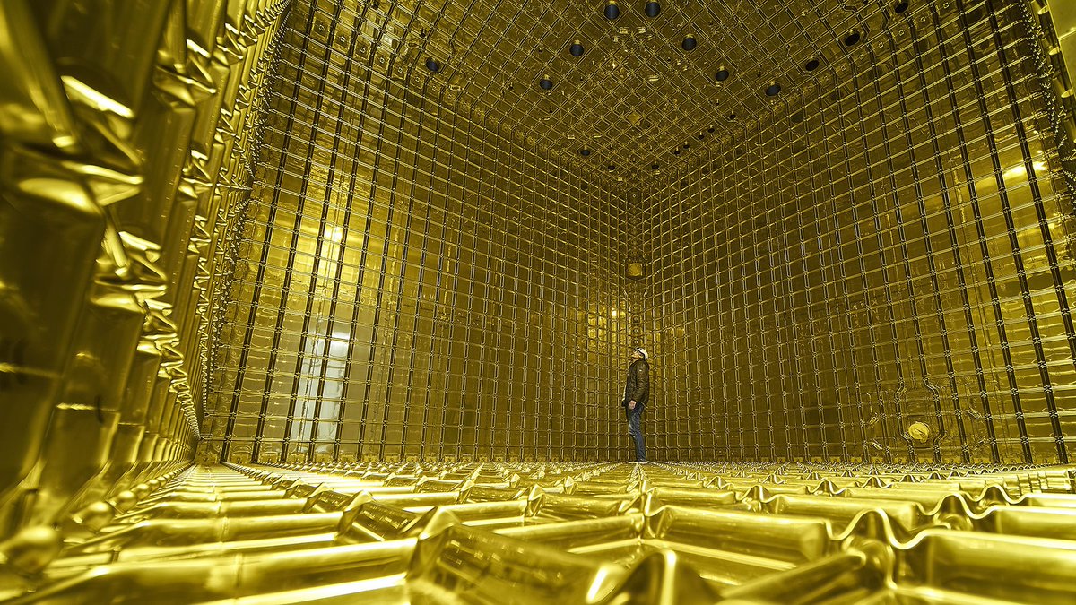 And of course we have Lady Gaga as  #ProtoDUNE, a 10x10x10m cube filled with more than 700 tons of Liquid Argon! The ProtoDUNEs are the (small!) prototype detectors for  @DUNEScience which is currently under construction at  @Fermilab and  @SanfordLab.