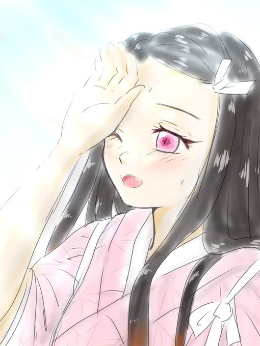 ふぃろぽんさんがTwitterに投稿した竈門禰豆子(鬼滅の刃)のイラスト。