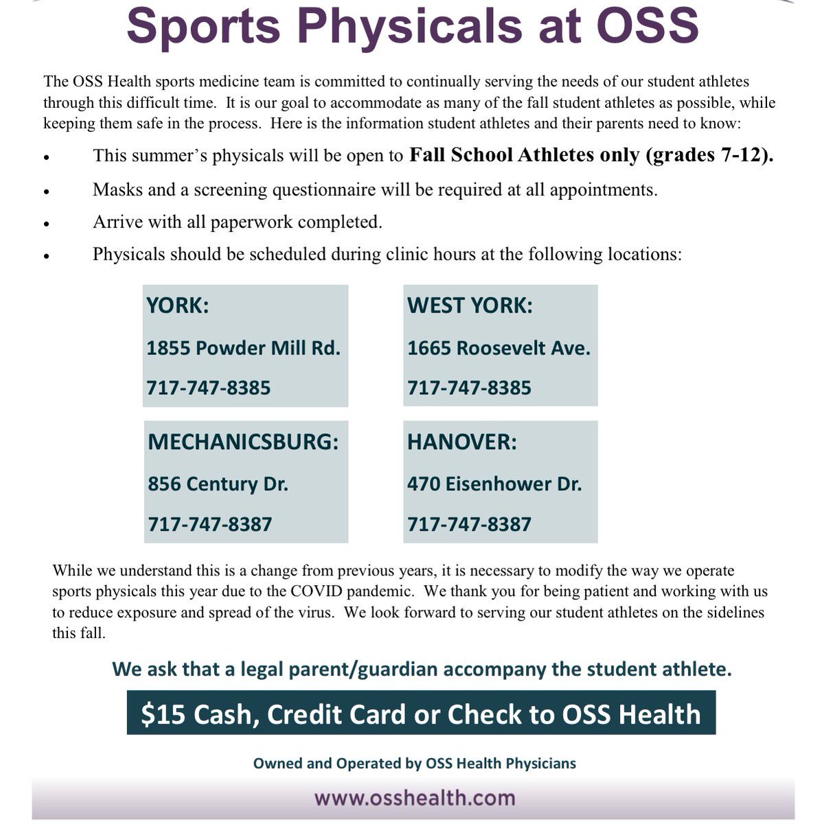 LDFalconsATCs's tweet photo. OSSHealth is offering Sports Physicals for $15 at 4 different locations. If you still need a physical check then out. https://t.co/Ls2MPs4Fv6