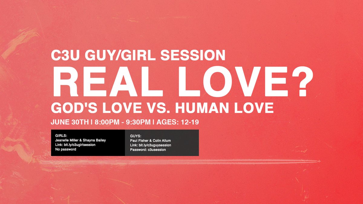 c3university's tweet photo. C3U GUY/GIRL REAL TALK SESSION❤️❓
TONIGHT ,  JUNE 30TH
More info: https://t.co/ypdIBKhz30… https://t.co/XHFQ5NgSzb
