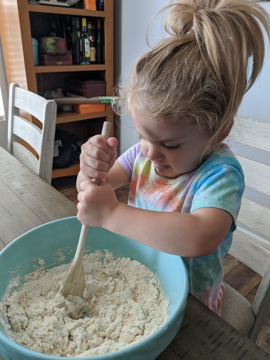 Evers helping me make dough for our homemade pizza last night! #GirlDad #DaddysLittleHelper