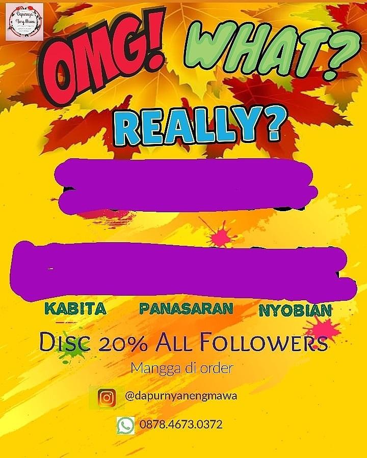 di kota lain gatau ada gak yaa yg jual hehehe yuk besok siang terakhir jam 12:00 WITA ❤ Di kasih bocoran (CC)  berarti cireng 😋 yuk lanjutkan...  Cireng apa ya?? Janganmenyebutkan yg Sdh ada d menu ya