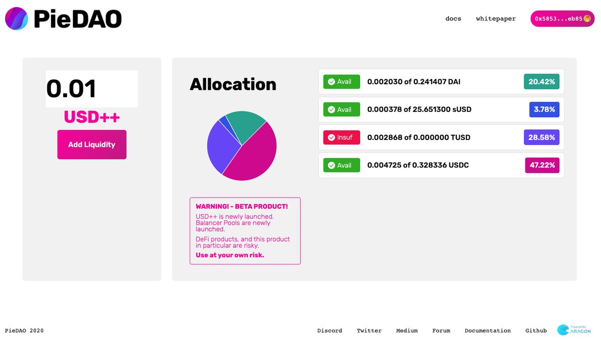 DeBankDeFi's tweet photo. 3/4
- Currently, PieDAO has released #BTC++ and #USD++ which are the weighted allocation between the different representations of BTC (#WBTC, #sBTC, #pBTC, #imBTC) and USD #stablecoins (#USDC, #TUSD, #DAI, #sUSD) on #Ethereum. https://t.co/8jIz8kgUKm