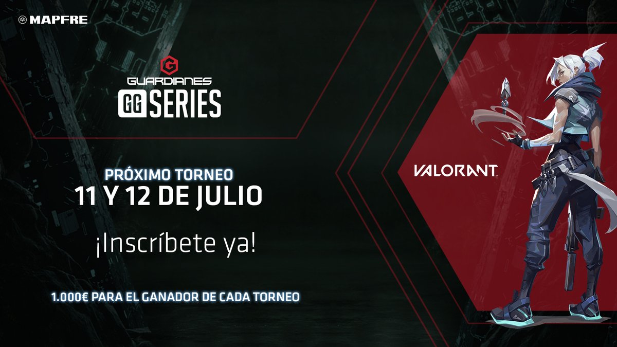 Que de aquí a nada tenemos #GuardianesGGSeries de VALORANT gracias a @eSportsMAPFRE en la <a href="/ArenaGGes/">ArenaGG</a>: 11 y 12 de julio con 1.000 EUROS DE PREMIO.

guardianes-ggseries.com