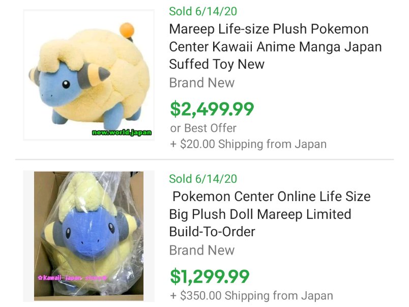 Pokemon Center Online Life Size Mareep Jumbo Plush Doll Build To Order Limited Toys Hobbies Tv Movie Character Toys