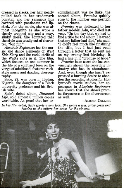 19) Sade Sizzles as Singer in Her First FilmArticle by Aldore Collier via  @GetJETmag Scans from the Top of the Pops 80s Blog