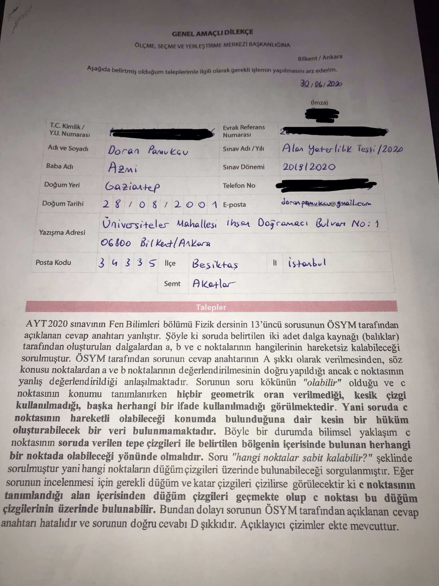 Doran On Twitter Ornek Olsun Diye Yazdigim Dilekce Ve Ek Cizimi Atiyorum Lutfen Herkes Kendi Aciklamasiyla Ptt Uzerinden Veya Direkt Osymye Itiraz Dilekcesi Yollasin 20 Tl Ucreti Var Ama Eminim 1 25 Ayt Neti Buna