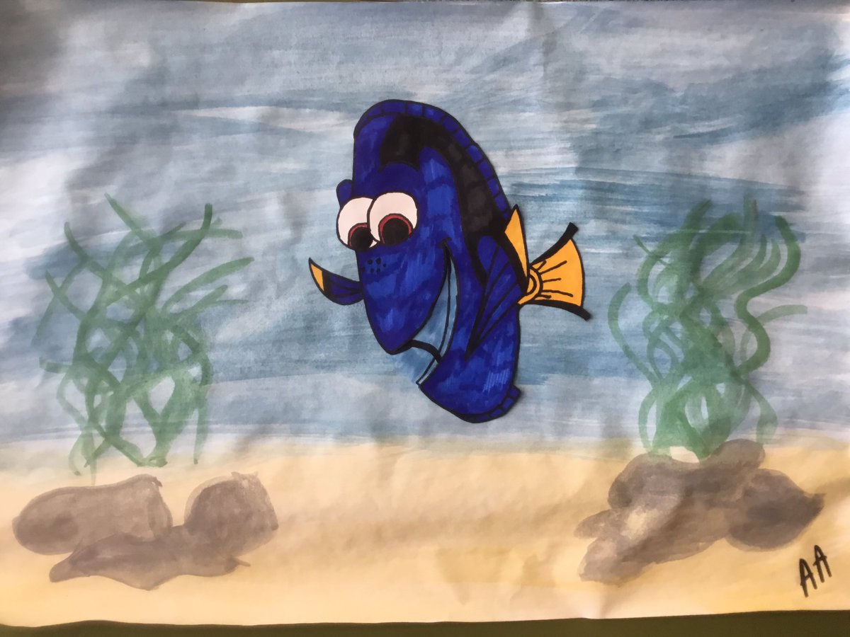Bluecoat_School's tweet photo. We have been using a video to draw Dory from Finding Nemo. What do you think @leighfield_acad ? https://t.co/KT88HgihMg