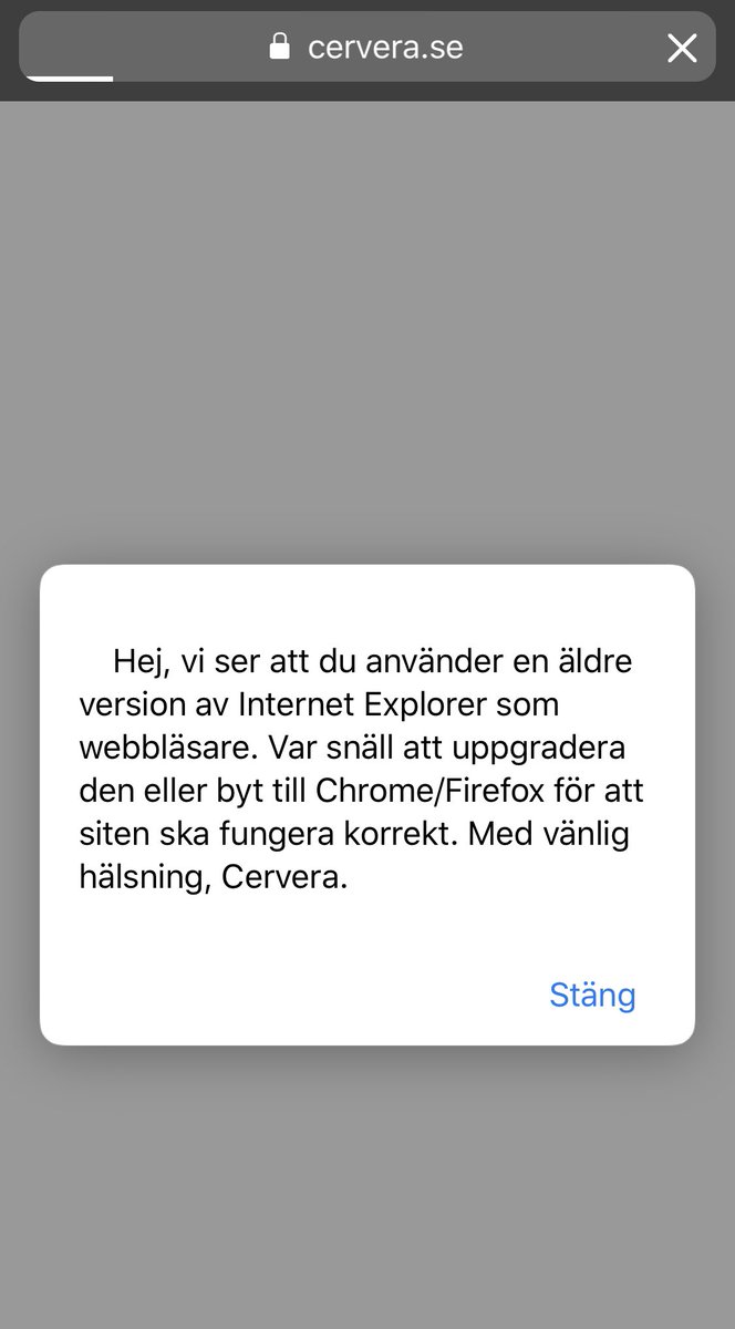 När man försöker surfa in på Cervera via Safari i mobilen.. #ehandel