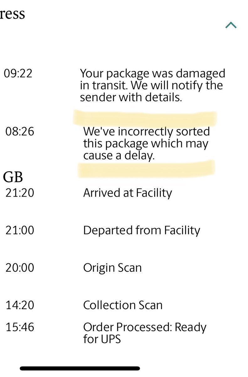 scentana's tweet photo. @UPS_UK well this isn’t going well. Collected Friday still hasn’t been delivered to where we need it to be - can’t get through to anyone either! Help please! https://t.co/PDAbgUXcZH