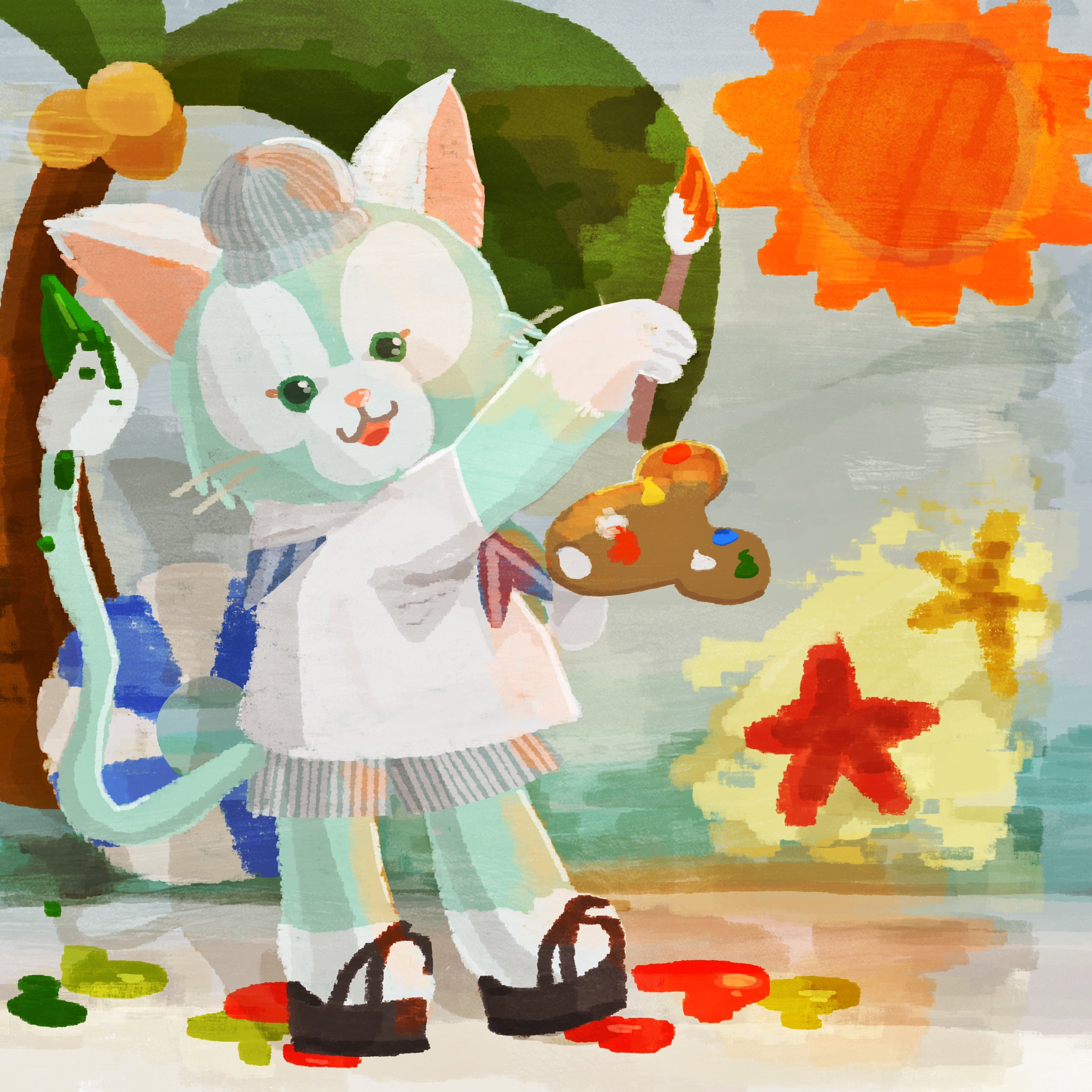 Kei ジェラトーニ ハッピーバースデー かわいいくてモフモフな癒しの芸術家 早く海で会いたいです 今月のお洋服のジェラとイラストでお祝いです ジェラトーニ誕生祭 ジェラトーニ生誕祭 ジェラトーニ6周年 ディズニー ディズニーイラスト