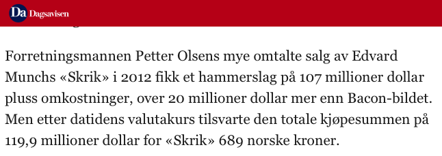 Det er dessverre for seint å angre på at man ikke investerte i dollar i 2012, da kronekursen i følge <a href="/Dagsavisen/">Dagsavisen</a> var på sitt gunstigste