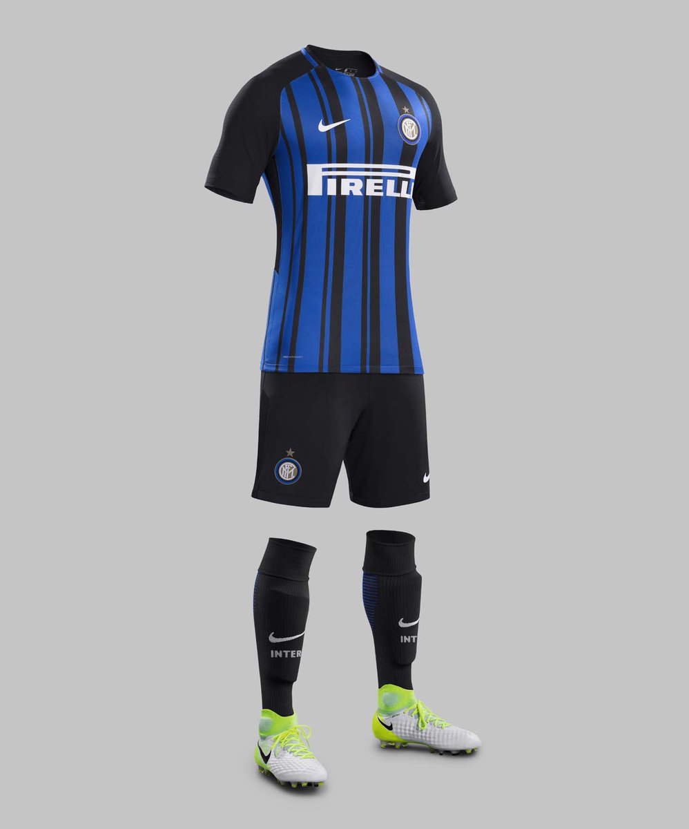 2017/18Sponsor back to white and different widths of stripe. With a solid stripe returning, the blue is changed back to its vivid best. Here, the designer has done a great job of still creating a difference whilst having to use the black sleeves dictated by the base style.