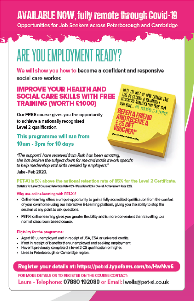 petxitraining's tweet photo. PET-Xi's Health and Social Care course running now! Contact us today to take part
#JCPVirtualLN
#Northampton #Careersadvice #wellingboroughjobs #jobfair #jobseekers #jobseekerswednesday #daventryjobs #virtualjobfair #northamptonshire @JCPInLeics https://t.co/Pdq9JP4K25