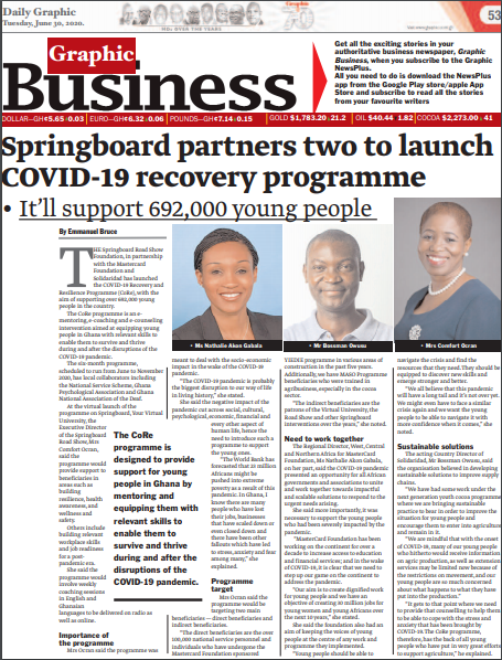 GhanaGrows's tweet photo. The launch of the COVID-19 Recovery and Resilience (CORE) Programme is in the papers today.
Do grab a copy of today's papers and take a read.
#CORE #Resilient #Ready #Effective
#COREResilient #COREReady #COREEffective
#BeResilient #BeReady #BeEffective https://t.co/UTp8KcskYn