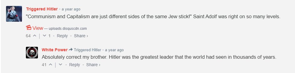 “”Communism and Capitalism are just different sides of the same Jew stick!” Saint Adolf was right on so many levels”