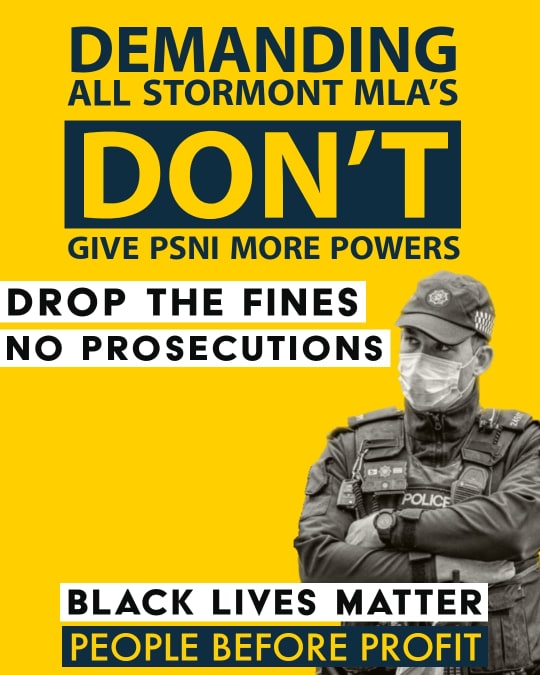 Barney_Doherty's tweet photo. People Before Profit are calling on MLAs to reject Amendment 5 &amp; to stand in solidarity with our BAME community &amp; anti-racist activists unfairly penalised during socially distanced BLM protests.

#DropTheFinesNoProsecutions #StopCriminalisingBLM #StopAmendment5 #BLMIreland https://t.co/upO8gqC5dY