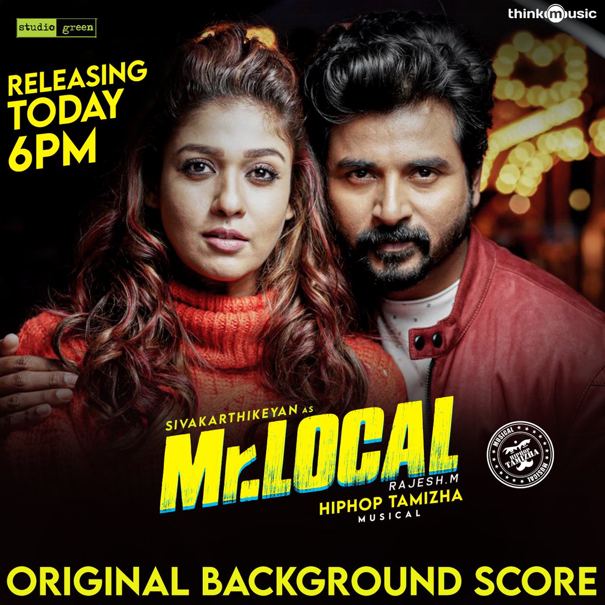thinkmusicindia's tweet image. #ThinkOriginalScores 🎼
Fans get ready, #MRLocal Background Scores arrive today at 6PM !! A @hiphoptamizha Musical !! 

@Siva_Kartikeyan #Nayanthara @StudioGreen2 @realradikaa