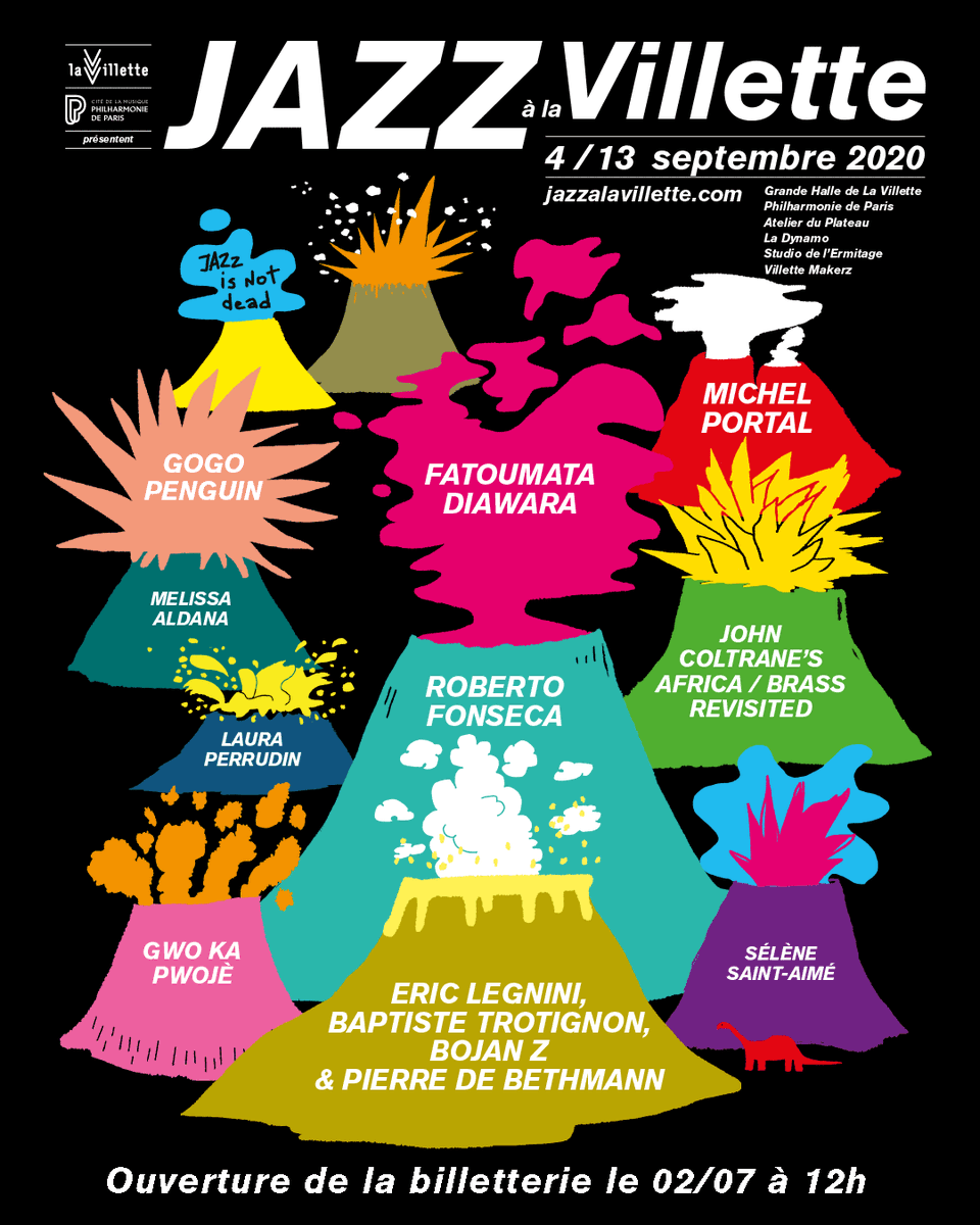 jazzalavillette's tweet photo. Découvrez la programmation de l'édition 2020 sur https://t.co/cPRfykW4JB
Ouverture de la billetterie le jeudi 2 juillet à 12h !
#fatoumatadiawara #robertofonseca #gogopenguin #michelportal #ericlegnini #jazzmusic #jalv2020 #jazzisnotdead https://t.co/YU1P2nHVE5