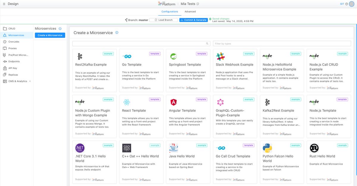 MiaPlatform's tweet photo. Ecco alcuni dei template ed esempi che puoi trovare nel Marketplace di Mia-platform su @github. Utilizziamo C#, C++, Go, #Java, #JavaScript, #Python, #Rust e #TypeScript. 
Se vuoi scoprire tutti gli altri vai al link: https://t.co/qMcCw2ZK5e https://t.co/lECpUdEsv0