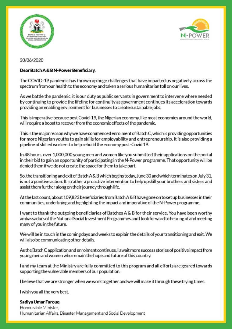Sadiya_farouq's tweet photo. A short note of gratitude from me to @npower_ng Batch A and B beneficiaries. https://t.co/vZl7sqztv6