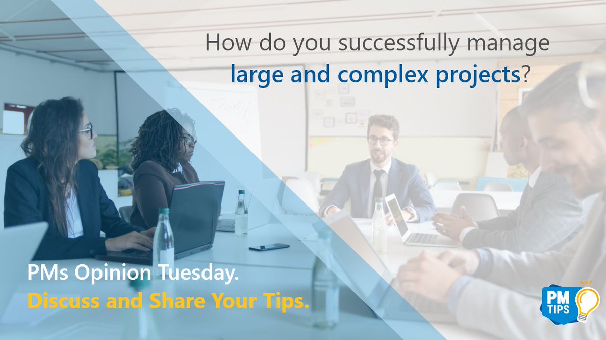 pmtips's tweet photo. How to successfully manage large and complex projects? 🧐
We invite you to share your thoughts in the comment section below. 👇
#projects #projectmanagers #projectmanagement #largeprojects #opinion #advise #projectsuccess https://t.co/JDWuBHCp4y