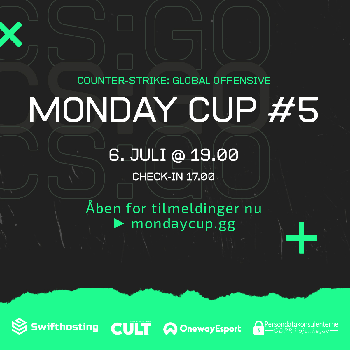 Vi har nu åbnet for tilmeldingerne til Monday Cup #5 som løber af stablen på mandag. Først til mølle og fem lækre musemåtter fra OnewayEsport på højkant!🔥💚

Læs mere på:
ᐅ mondaycup.gg