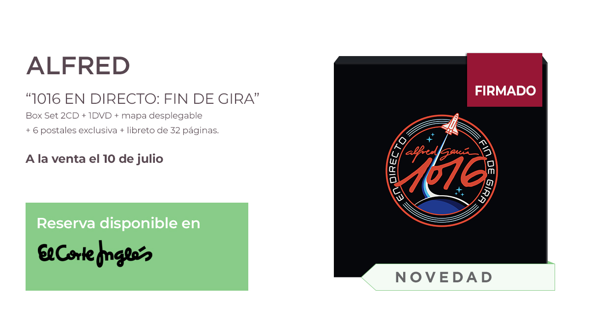 El Corte Inglés (@elcorteingles) on Twitter photo Ya puedes reservar #1016EnDirecto Fin De Gira, la edición digipack limitada firmada ✍️ de <a href="/alfredgarcia/">alfredgarcia</a>, y revivir su último concierto en Barcelona. 😍 Parte de los beneficios se donarán a la iniciativa #YoMeCorono para la investigación del #Covid19. bit.ly/38pf6rT Ya puedes reservar #1016EnDirecto Fin De Gira, la edición digipack limitada firmada ✍️ de <a href="/alfredgarcia/">alfredgarcia</a>, y revivir su último concierto en Barcelona. 😍 Parte de los beneficios se donarán a la iniciativa #YoMeCorono para la investigación del #Covid19. bit.ly/38pf6rT
