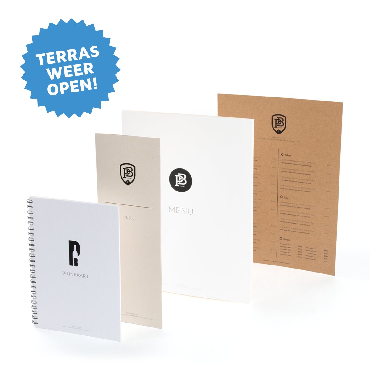 printenbind's tweet photo. Het is mooi weer en de terrassen zijn open. Dat vraagt om nieuwe menukaarten! Daarom hebben wij onze menukaartopties uitgebreid. En dit allemaal op onze speciale papiersoorten! Kijk snel op https://t.co/cFiOzOprmt https://t.co/8mohJrWdYs