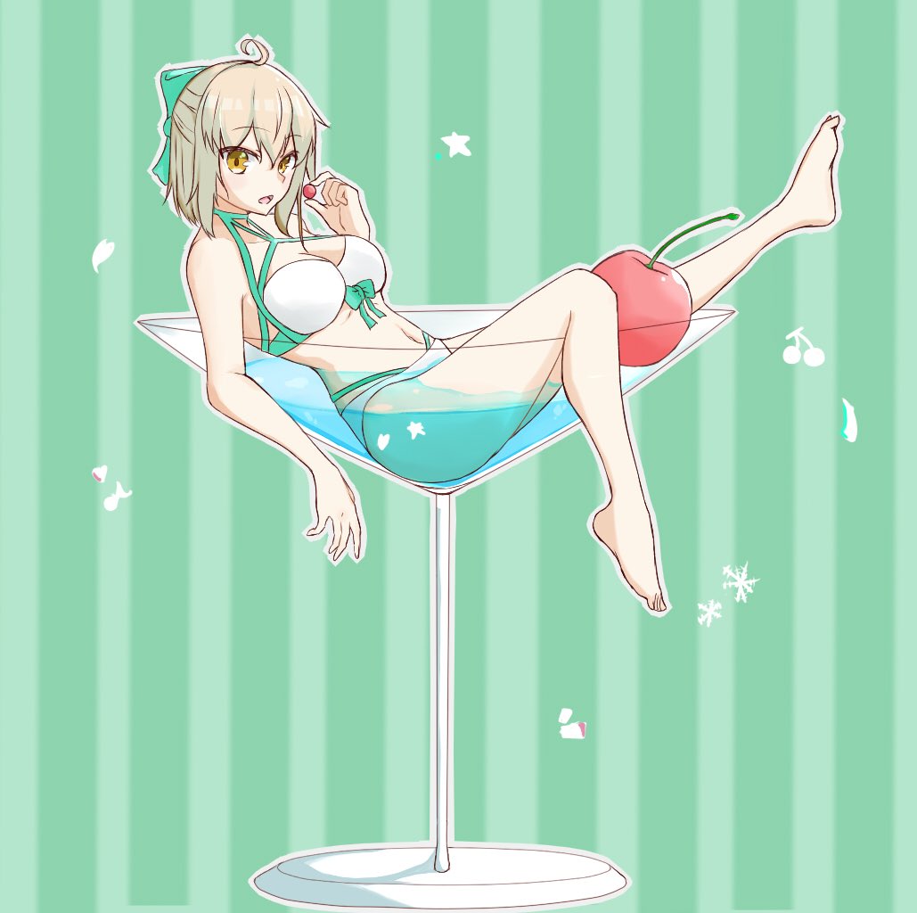 沖田総司 「疲れる日々に沖田さんカクテルはいかがですか?

#fgo 」|mato🍡のイラスト