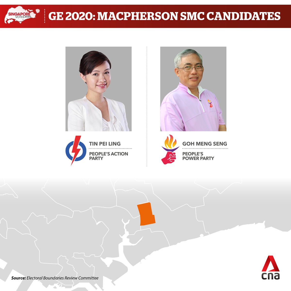 #GE2020  : PAP's Tin Pei Ling will take on PPP's Goh Meng Seng as she defends her seat in MacPherson  https://cna.asia/2AdxZkC 