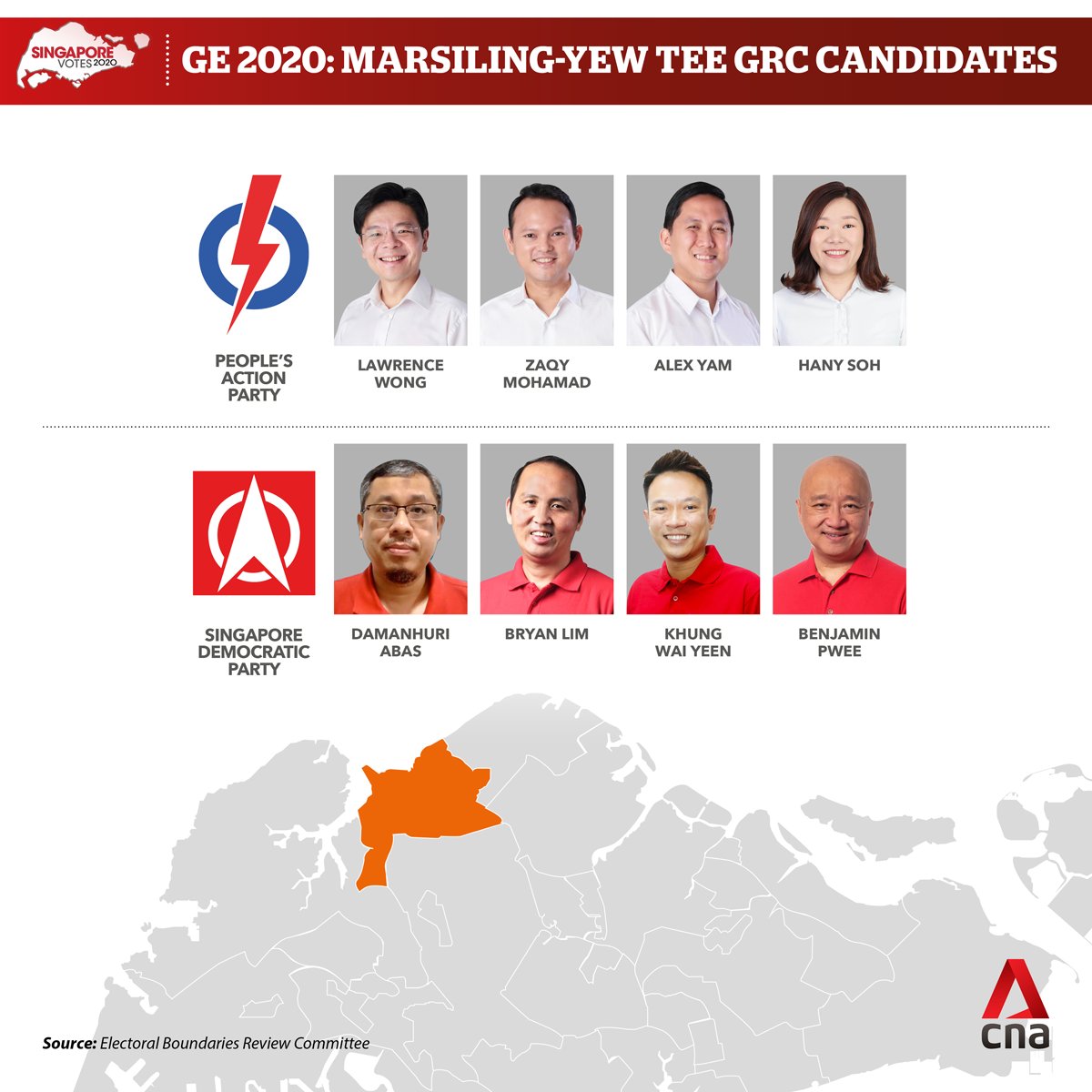  #GE2020  : Lawrence Wong leads the PAP team against the SDP in Marsiling-Yew Tee GRC  https://cna.asia/31voF6P 