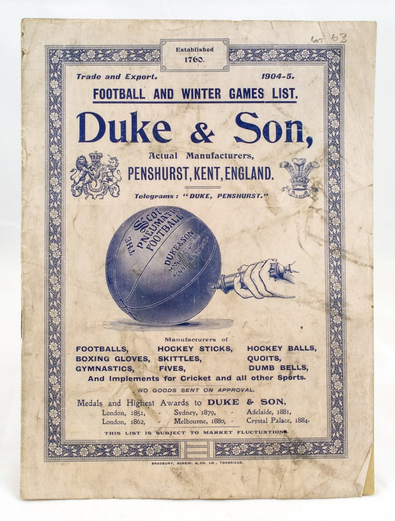 Not perfectly spherical, but at least we& #39;re getting there.Duke & Son, renowned for producing cricket balls and equipment, manufactured this eight-panel ball in the 1870s.They continued making footballs into the 20th century, but ultimately, it just wasn& #39;t cricket.