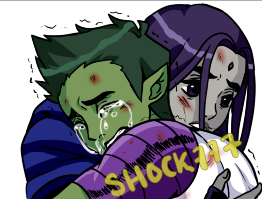 shock777's tweet photo. Remember when I said I had a need for BB in pain? yeah I drew this months ago but still relevant #angst #bbrae #raebb #beastboy #raven #dccomics #myart https://t.co/XeB40berlW