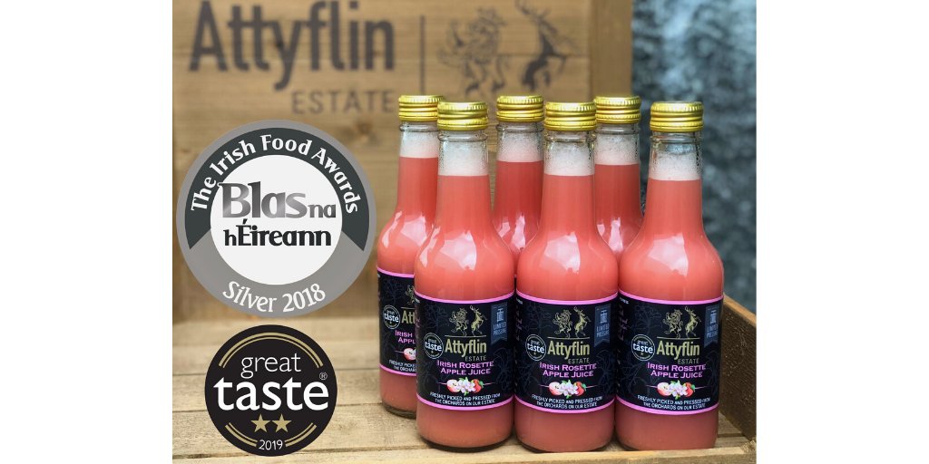 Limited edition Irish Rosette Apple Juice available from <a href="/NeighbourFoodIE/">NeighbourFood</a> markets including <a href="/NeighbourFoodAE/">NeighbourFood Attyflin Estate, Limerick</a> (which we host) &amp; <a href="/NeighbourfoodL/">NeighbourFood Limerick</a> in #Limerick city. 
Many taking orders until midnight tonight.  
#thisisirishfood
#Limerickedgeembrace
Please RT
ow.ly/3BZZ50AjsWS