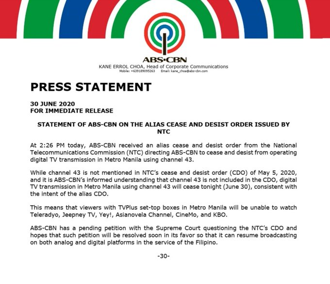 radikalchick's tweet photo. This is one of #Duterte's legacies: where his vindictiveness and pettiness will close down businesses, never mind workers who will go hungry, never mind consumers who deserve these services. Sa kalye. Sa kalye tayo tinutulak ng gobyernong ito. #FreeToResist https://t.co/EbJ7zdah7B